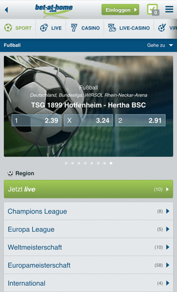 Bet at home Mobil Handy